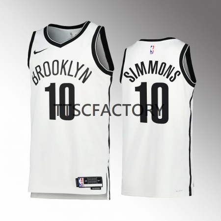 Maglia NBA Brooklyn Nets Ben Simmons 10 Nike 2022-23 Association Edition Bianco Swingman - Uomo